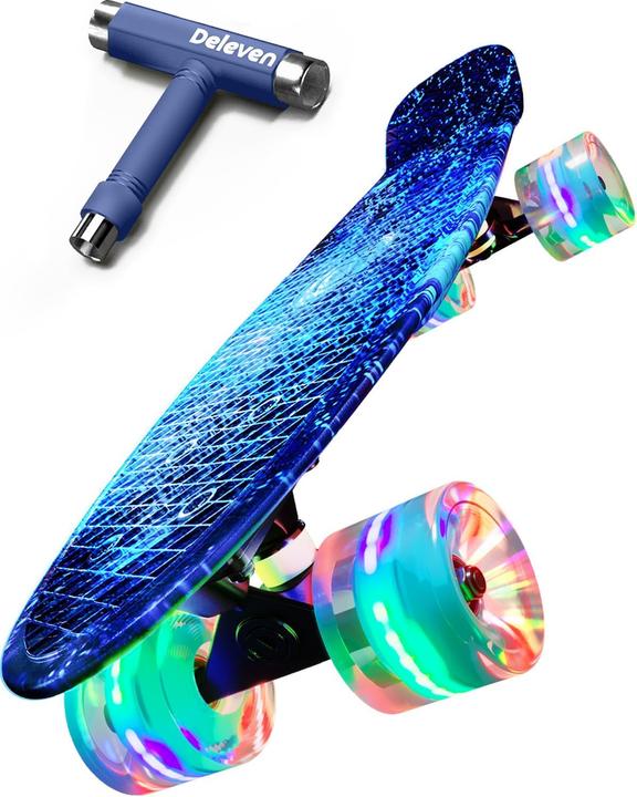 Produktbild Deleven Skateboard mit LED Rollen und Skate Tool