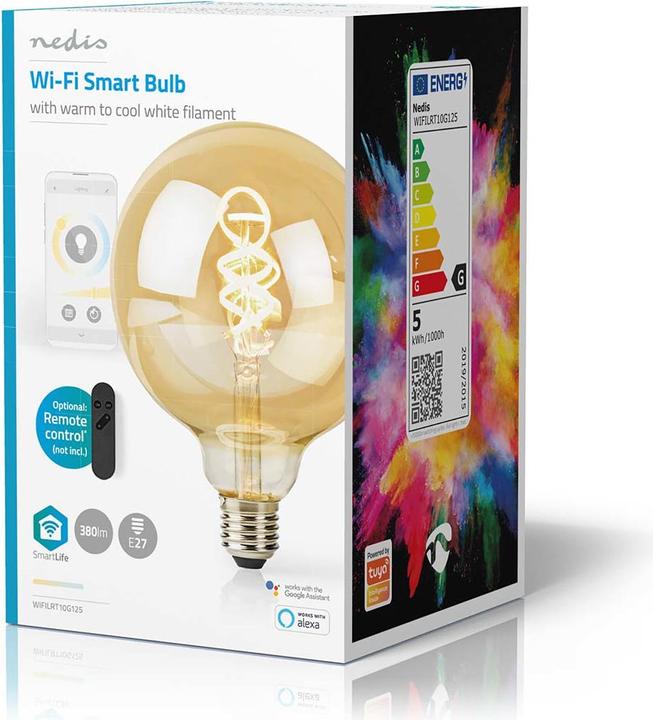 Actual product image Nedis WIFILRT10G125 Smartlife LED Filament Lamp WLAN E27 360 lm 4.9 W Warm to Cool White 1800 - 650 (E27, 4.90 W, 360 lm, 1 x, G)