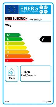 Energy Label Stiebel Eltron DHE 18/21/24 kW Fully electronic instantaneous water heater always accurate to the degree thanks to