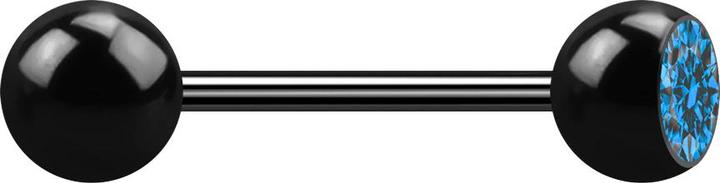 Produktbild Star Piercing Micro Barbell schwarz mit Kugel und Kugeln Kristall hellbau (ohne Messing, Chirurgenstahl 316L)