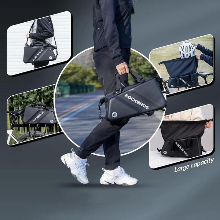 Actual product image Rockbros 30140090001 bicycle bag for trunk 11.6l - black (11.60 l, Luggage carrier bag)