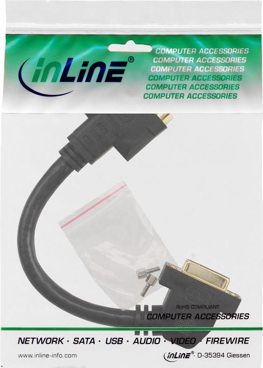 Actual product image InLine Adapter AV DVI-I - DVI-I black (17301G) (0.20 m, DVI)