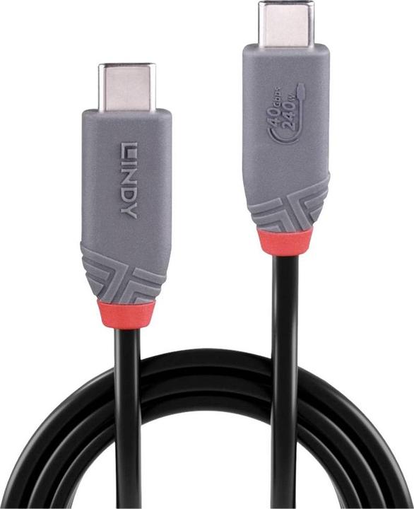 Produktbild Lindy 0.8m USB4 240W Typ C Kabel, 40Gbit/s, Anthra Line Typ C Stecker an C Stecker (0.80 m, USB 4.0)