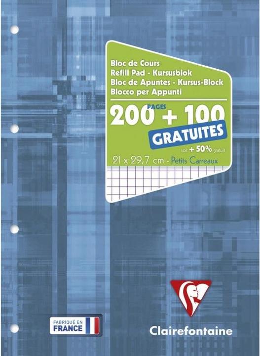 Clairefontaine Bloc de cours, perfor‚, A4, quadrill‚ 5x5