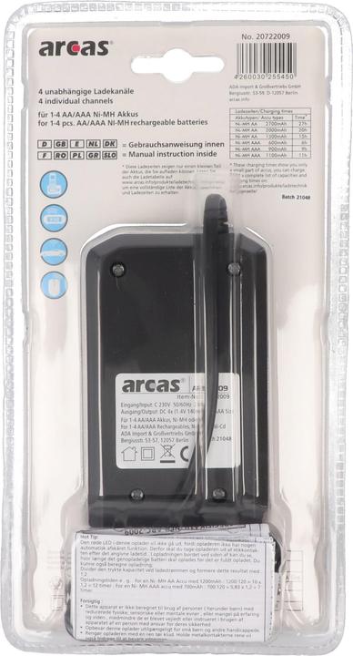 Immagine prodotto Arcas Caricabatterie con 4 batterie ricaricabili Mignon AA NiMH da 2700 mAh a un prezzo economico