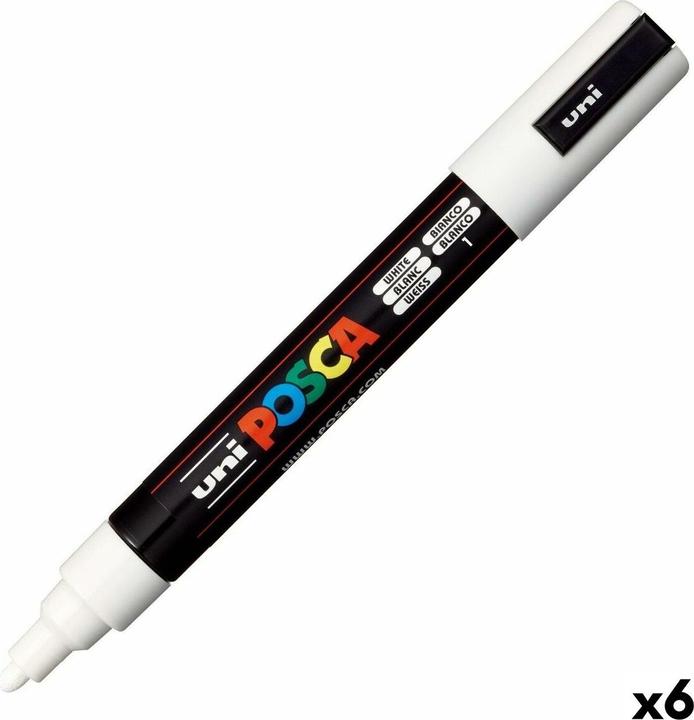 Actual product image Posca Paint marker Uni PC-5M white 1,8-2,5mm - (6 pcs.) (White, 2.50 mm, 6 x)