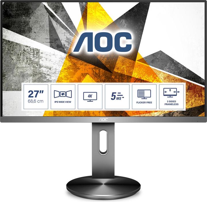 Produktbild AOC U2790PQU LED IPS 27" UHD 3840x2160p 50M:1 (typ. 1000:1) 350cd 5ms HDMI2.0 (3840 x 2160 Pixel, 27")