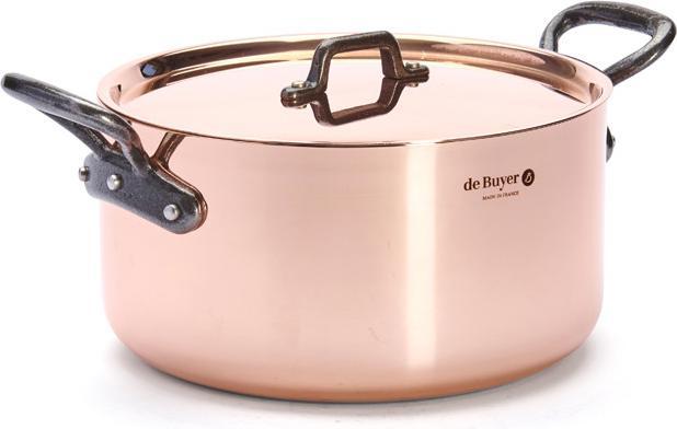 Produktbild de Buyer Inocuivre Bratentopf mit Gusseisengriffe und Deckel (24 cm, Bräter + Schmortopf, Edelstahl, Kupfer)