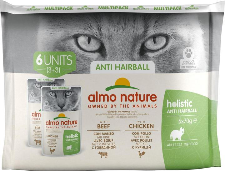 Almo Nature Hairball Rind+Huhn 6x70g (Adult, 6 Stk., 420 g)