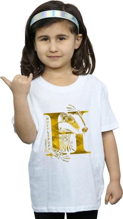 Actual product image Girls Hufflepuff Badger Cotton T-Shirt (128)