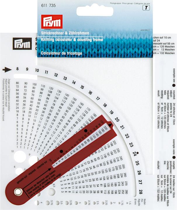 Actual product image Prym Knitting Calculator with Counting Frame Card
