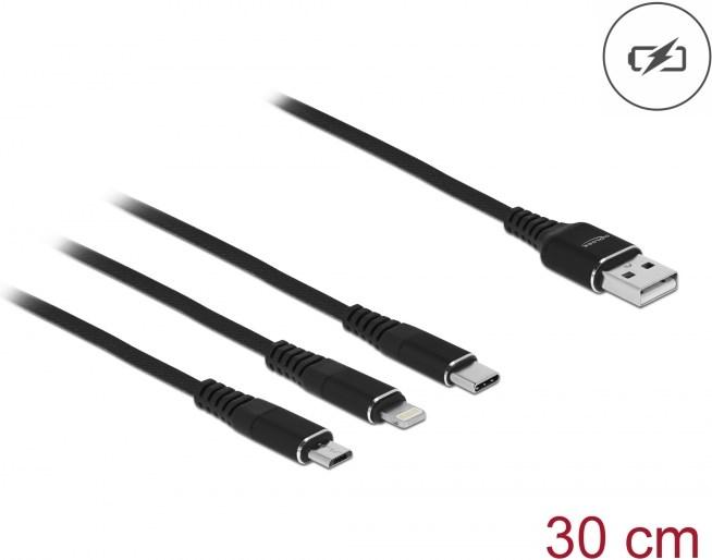 Actual product image Delock USB A - USB type C, Lightning, USB Micro B (0.30 m, USB 2.0)