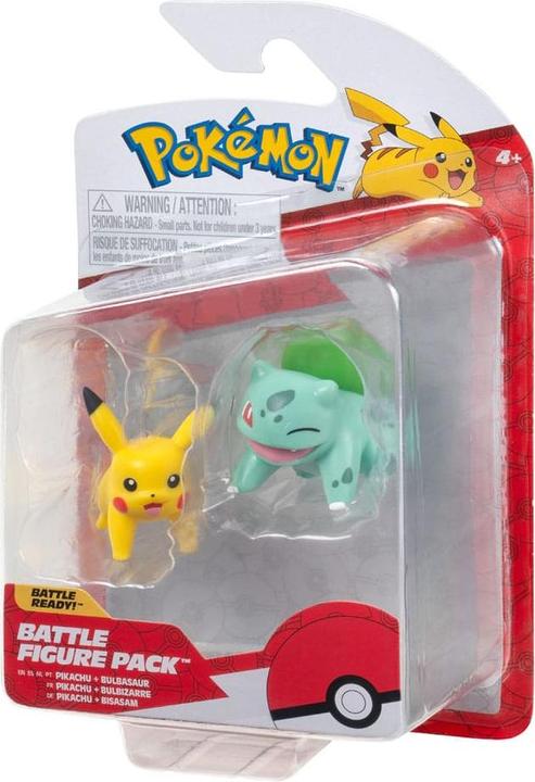Image du produit Jazwares Pokémon Battle Figure First Partner Set Figurines pack de 2 Bisasam #2, Pikachu #1