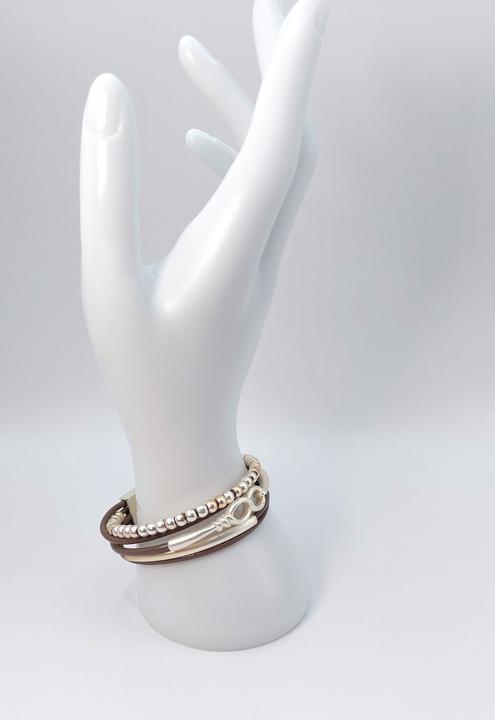 Produktbild Signé Signè Armband Leder mit Magnetverschluss & Elemente versilbert rhodiniert No.12 (Metall, Messing, Bleifrei, Cadmiumfrei, Nickelfrei)