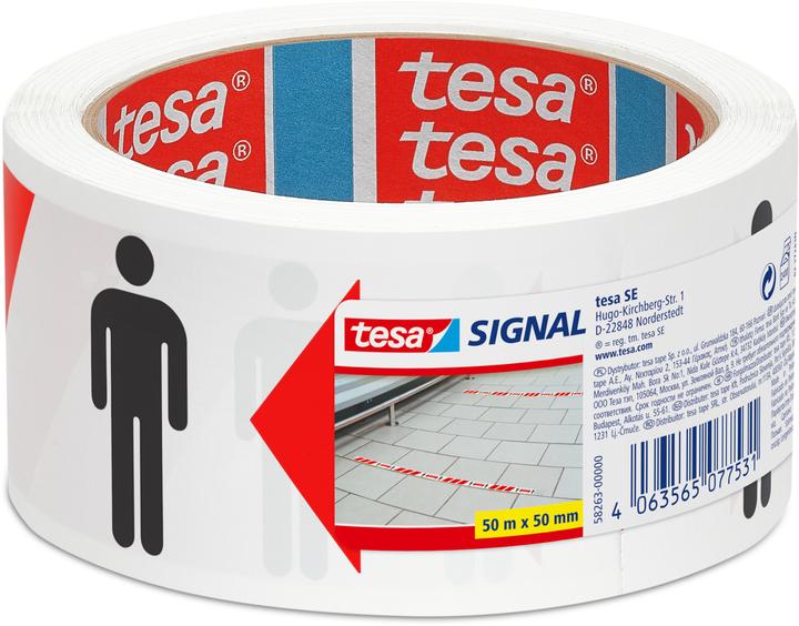 Image du produit tesa Signal Social Distancing Tape, ruban adhésif de marquage pour maintenir la distance (50 mm)