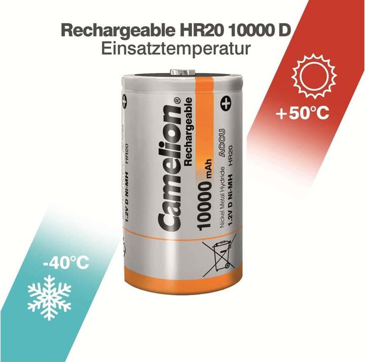 Immagine prodotto Camelion NH-D10000BP2 Batteria ricaricabile al nichel-metallo idruro (NiMH) (2 pz., D, 10000 mAh)