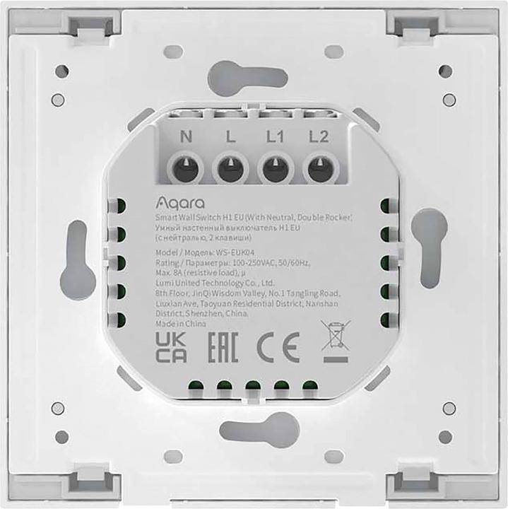 Image du produit Xiaomi Interrupteur mural intelligent H1 Blanc avec neutre, double rocker (Zigbee)