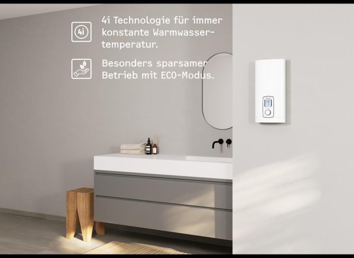 Actual product image Stiebel Eltron DHE 18/21/24 kW Fully electronic instantaneous water heater always accurate to the degree thanks to