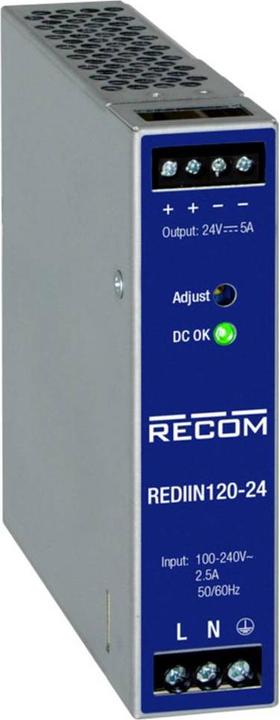 Image du produit Recom REDIIN120-24 Bloc d'alimentation pour rail DIN 24 V 5 A 120 W Nombre de sorties