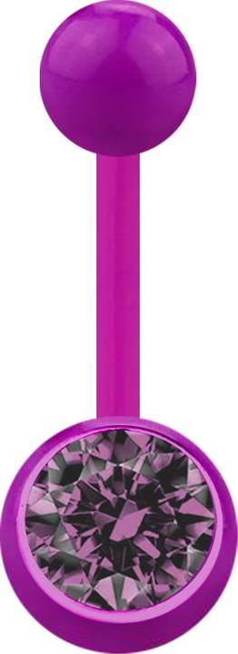 Star Piercing Banane violett mit Kugel und Kugel Kristall hellviolett (Acryl, ohne Messing)