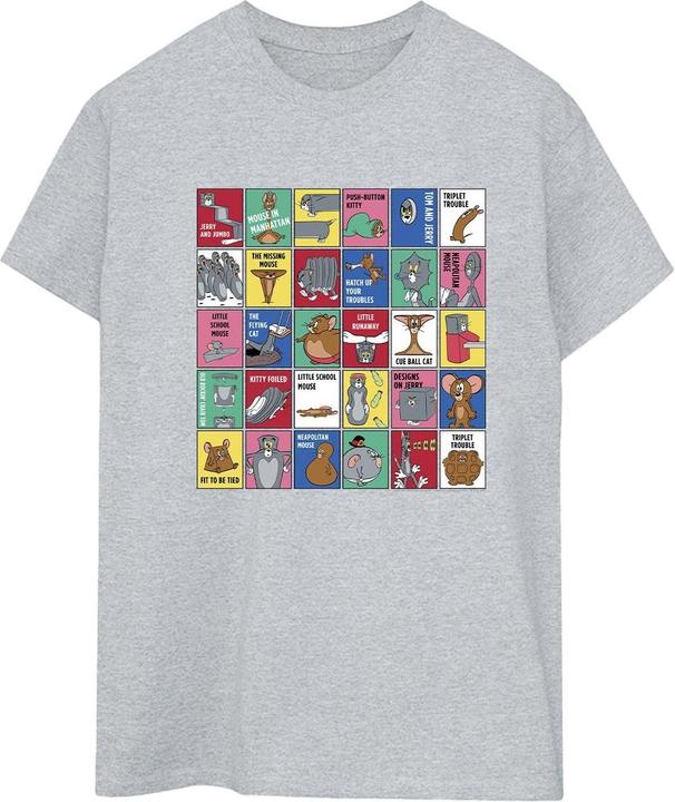Actual product image Tom & Jerry Womens/Ladies Grid Squares Cotton Boyfriend T-Shirt (XL)
