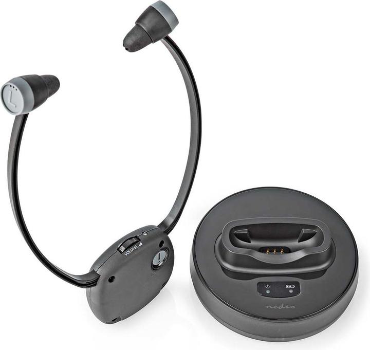 Produktbild Nedis HPRF021BK Wireless-TV-Kopfhörer RF Im Ohr max. Batteriespielzeit: 7 hrs 25 m Digital Audio La (7 h, Kabelgebunden)