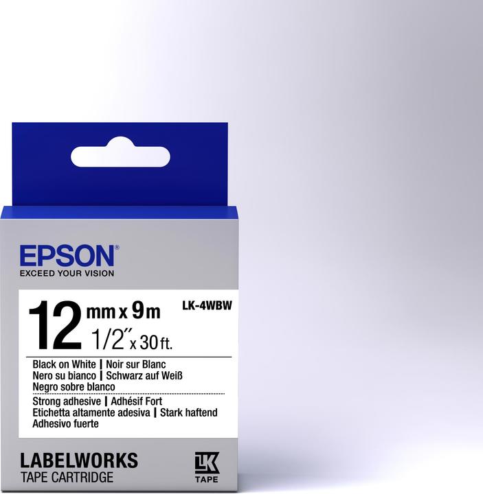Produktbild Epson Etikettenkassette LK-4WBW (1.20 cm, Schwarz, Weiss)