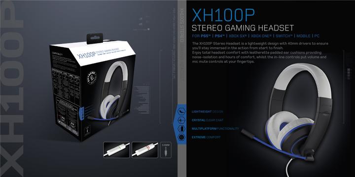 Actual product image Gioteck XH-100S Wired Stereo Headset White/Blue (Cable)