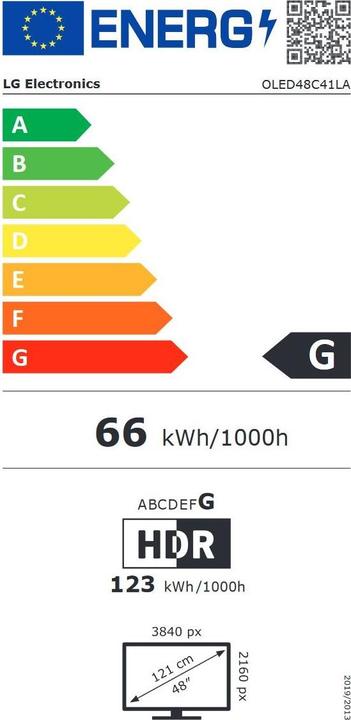 Energie-Label LG OLED48C41LA OLED evo, 48", 122cm, UHD 4K, SMART (48", C4, OLED, 4K, 2024)