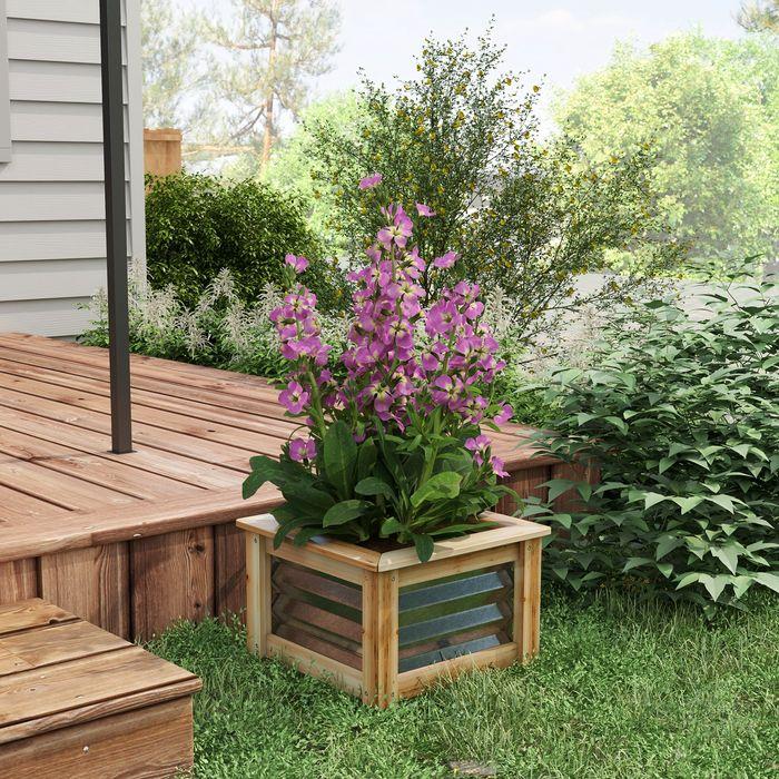 Actual product image Swisshandel24 Metal raised bed, flower box planter box with wooden frame, vegetable bed, herb bed for garden, B