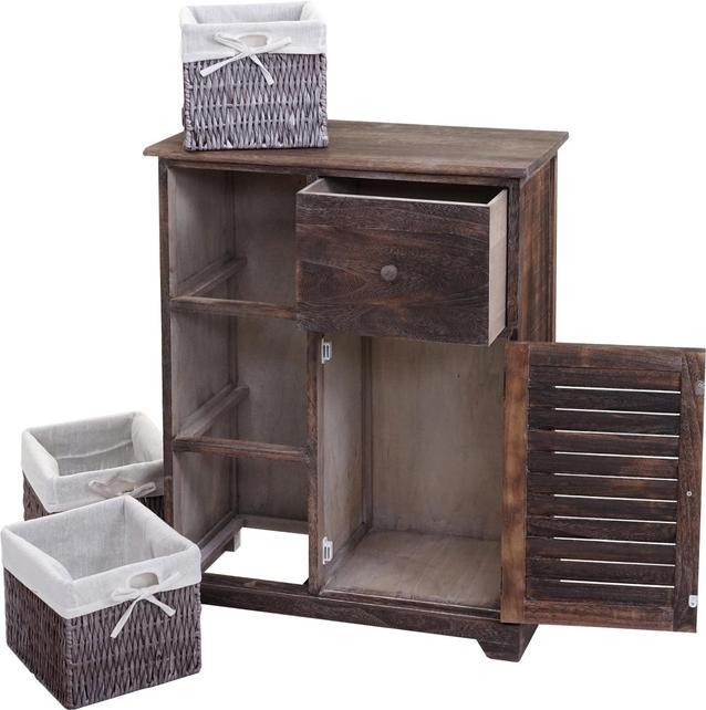 Produktbild Mendler Kommode HWC-H21, Schrank Schubladenkommode, Massiv-Holz Korb-Schublade 80x60x30cm - shabby braun (80 x 60 x 30 cm)