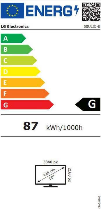 Energy Label LG 50UL3J-E (3840 x 2160 Pixels, 50")
