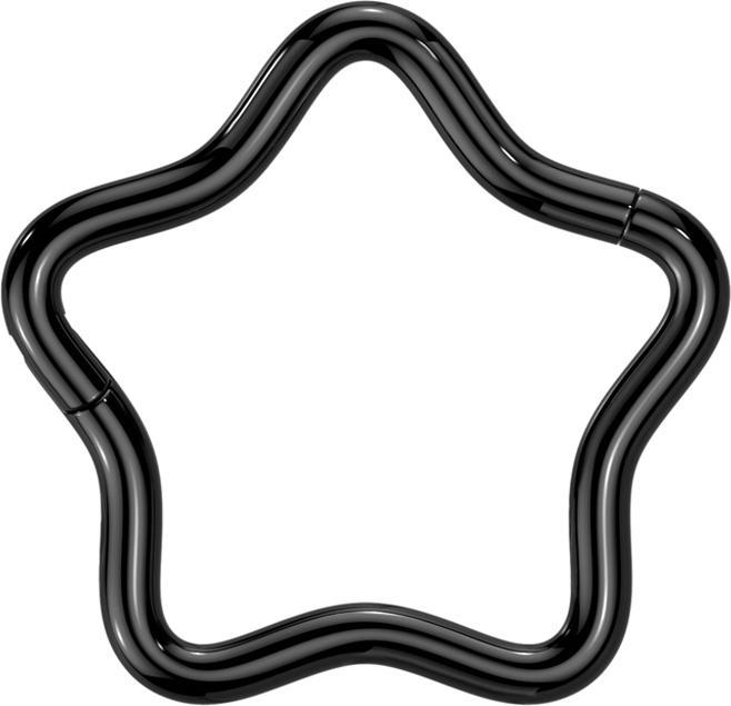 Star Piercing Micro Segmentring klappbar schwarz Stern (ohne Messing, Titan G23)