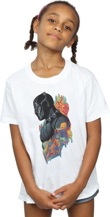Actual product image Girls Black Panther Profile Cotton T-Shirt (152, 158)