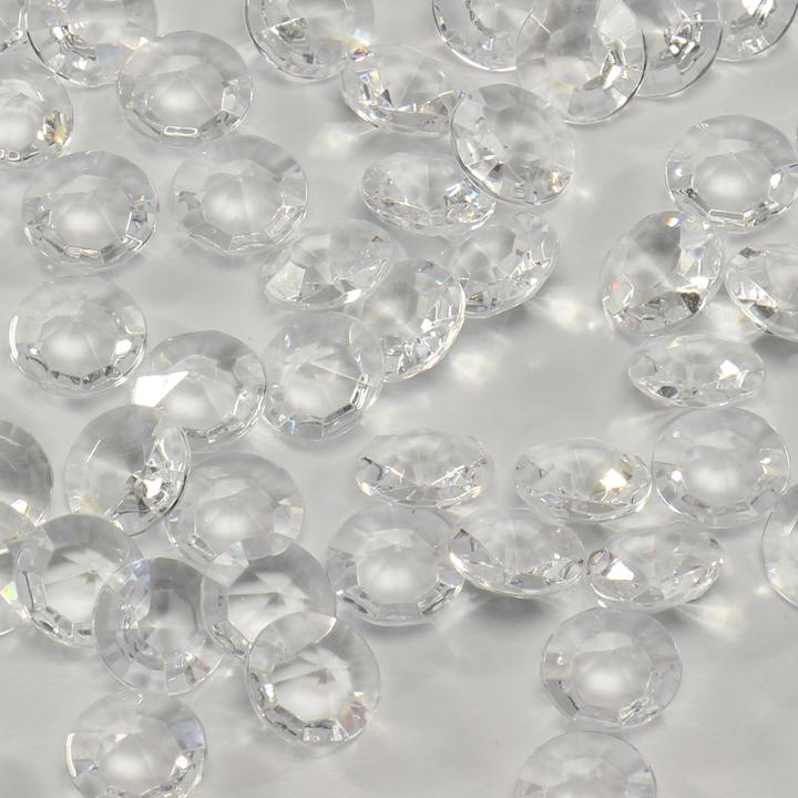 Produktbild trendmarkt24 Acryl Diamanten Set transparent 600 Stück | Ø 1,2 cm gross Streudeko Hochzeit Dekosteine