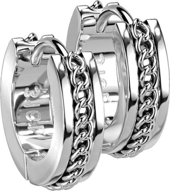 Star Piercing Ohrring zum Klappen silber mittig mit Kette (ohne Messing, Chirurgenstahl 316L)