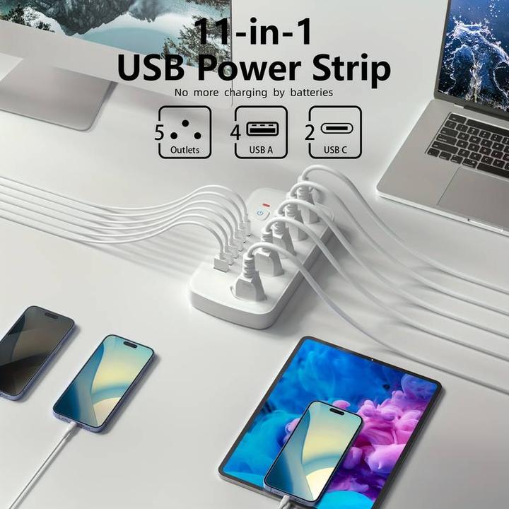 Produktbild PhoneLook 11-in-1-Steckdosenleiste (5 x, USB-A, USB-C)