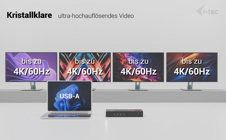 Produktbild i-tec Universal 5x 4K Display DS 5x 4K 2x DP 3x HDMI 1x 2,5GLAN 2x USB-C Gen.2 3x USB 3.2 Gen.2 1x A (USB-C, 10 Ports)