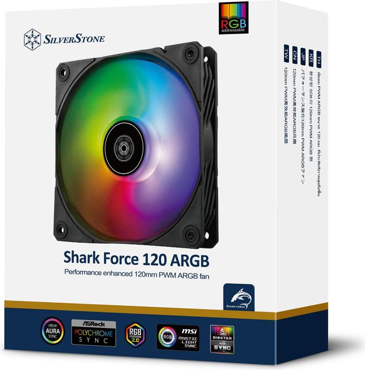 Actual product image Silverstone SST-SF120B-ARGB - Shark Force Power Amplified 120mm PWM ARGB Fan (120 mm, 1 x)