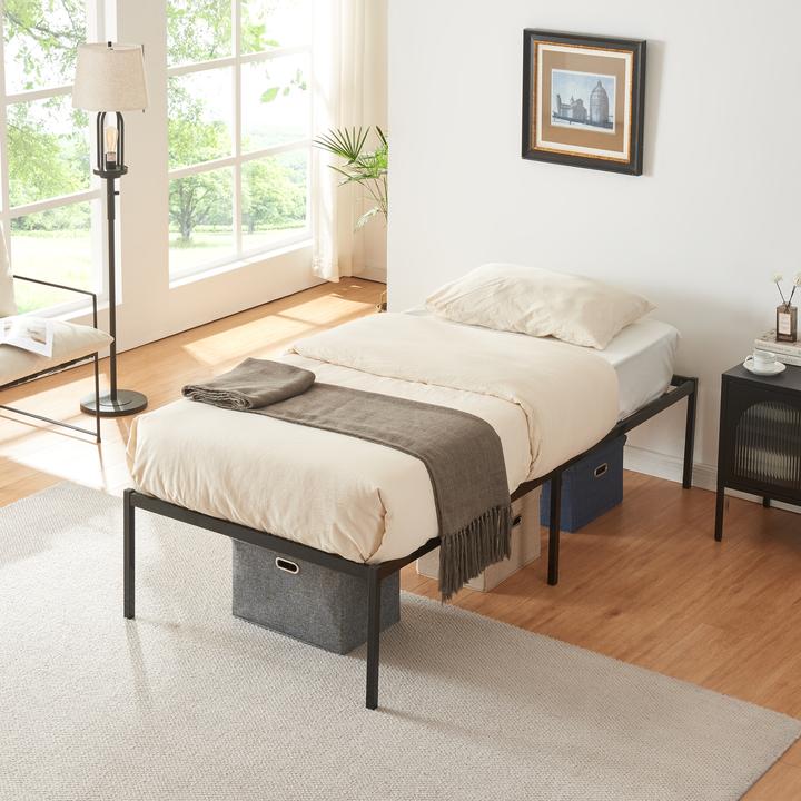 Produktbild En.Casa Metallbett Vårdö mit Matratze 90x200 cm Schwarz (90 x 200 cm)
