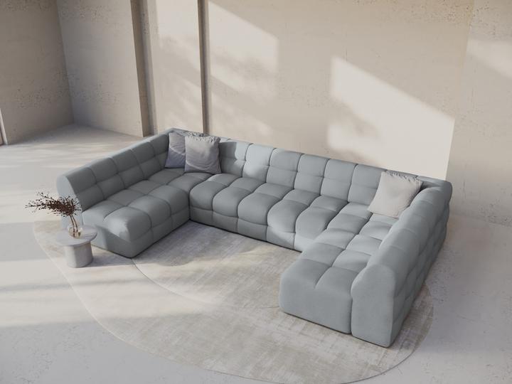 Actual product image Micadoni Velvet Panoramic Sofa, "Kendal", 7 Seats, 372x203x79Made in Europe (Sofa landscape)
