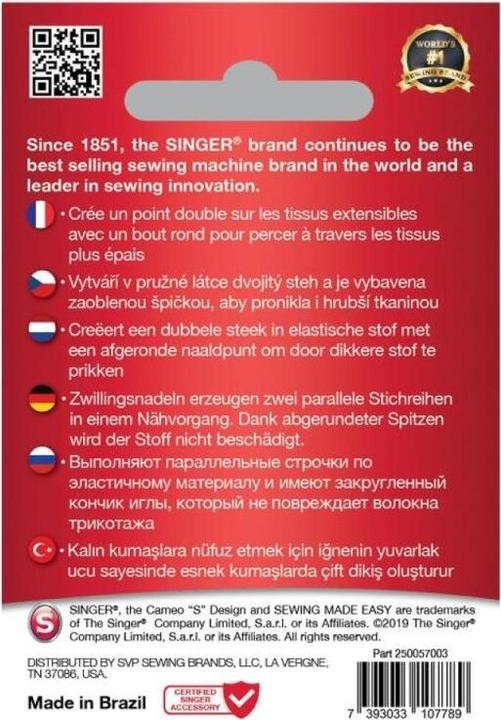 Immagine prodotto Singer Ago da stiro TWIN, 2,5 mm, 80/12