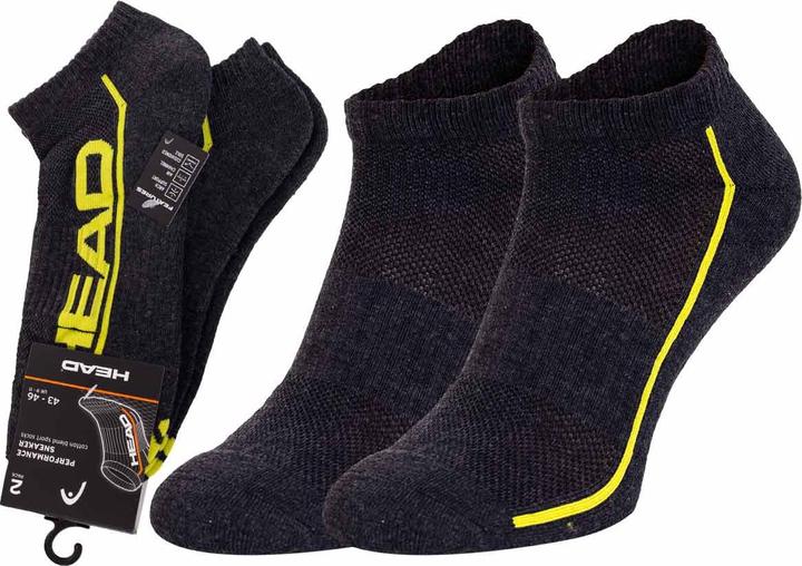 Produktbild Head Herren Damen Performance Sneaker Socken Füsslinge 8P (Dark Grey/Lime, 39-42) (39 - 42)