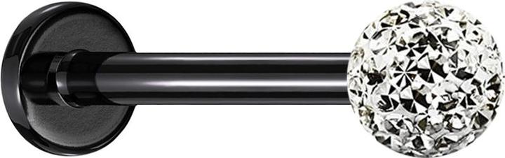Immagine prodotto Star Piercing Micro labret nero con sfera di cristallo argento e strato protettivo epossidico (Titanio G23, senza ottone)