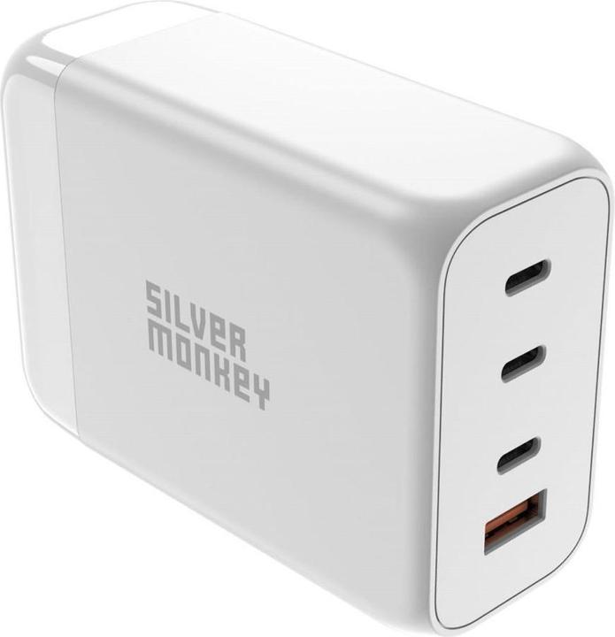 Silver Monkey SMA156 200W GaN charger 3x USB-C PD USB-A QC 3.0 with detachable power cable - white (200 W)