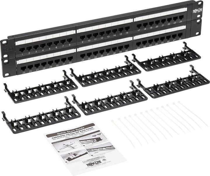 Actual product image Eaton 48-Port 2U Rack-Mount Cat6/Cat5 110 Patch Panel 568B RJ45 Ethernet TAA