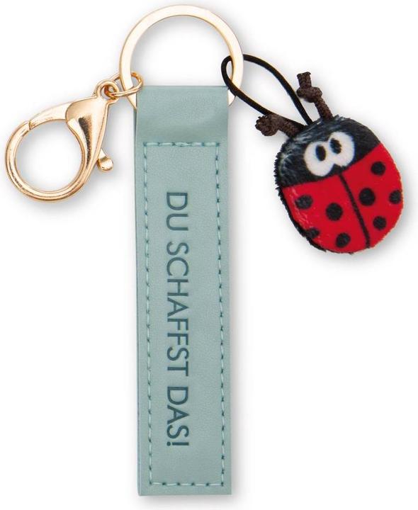Magni NICI Schlüsselanhänger Du schaffst das! Kunstlederband mit Marienkäfer türkis 10cm