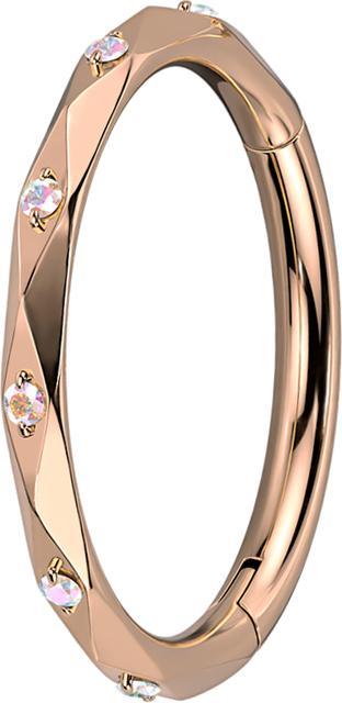 Star Piercing Micro Segmentring klappbar rosegold facettiert mit Kristallen multicolor (Titan G23, ohne Messing)