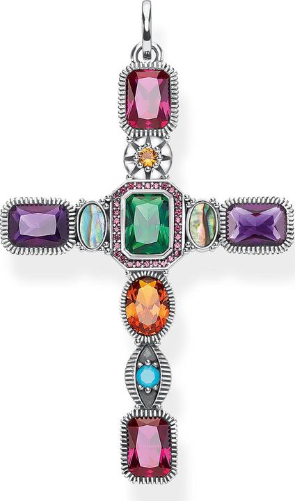 Thomas Sabo Pendant cross colored stones (Silver 925, Mother-of-pearl)