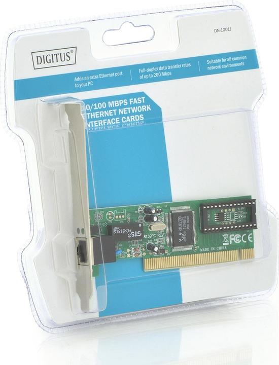 Produktbild Digitus Fast Ethernet PCI Card 10/100Mbit 1xRJ-45 Realtek 8139 (PCI)